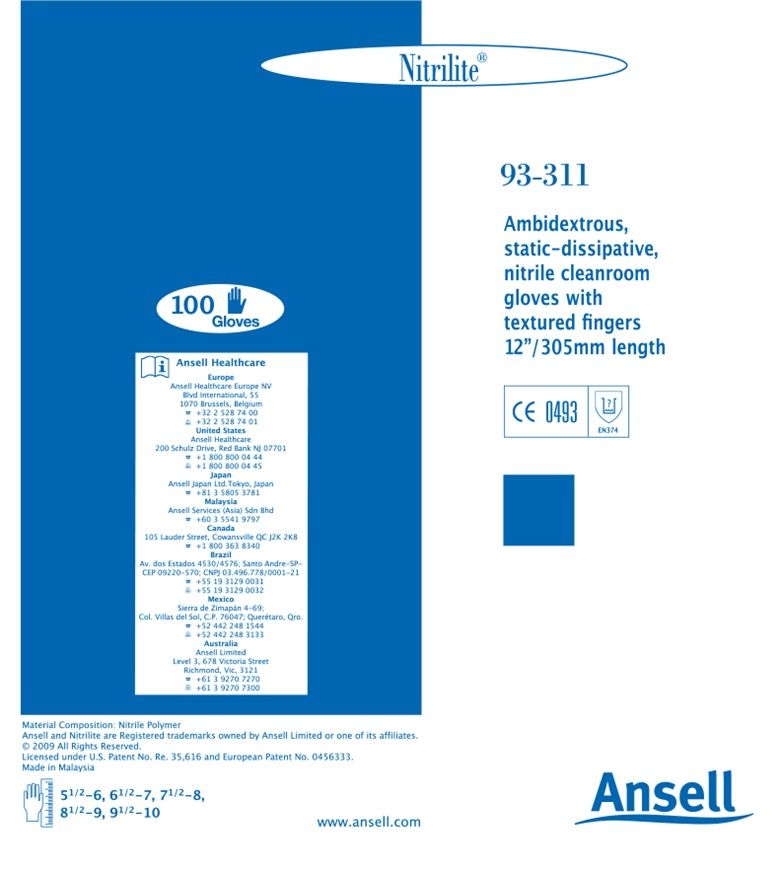 Ansell Nitrilite 93-311 werkhandschoenen dispenser