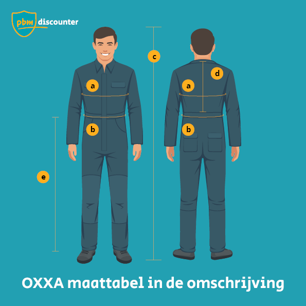 OXXA overall maattabel