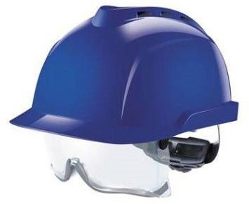 MSA V-Gard 930 geventileerde blauwe veiligheidshelm met bril