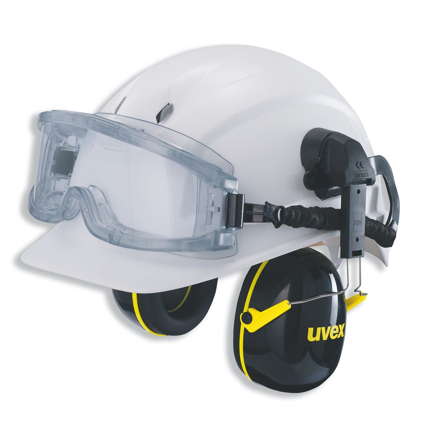 Uvex K2H gehoorkap met helmbevestiging met helm