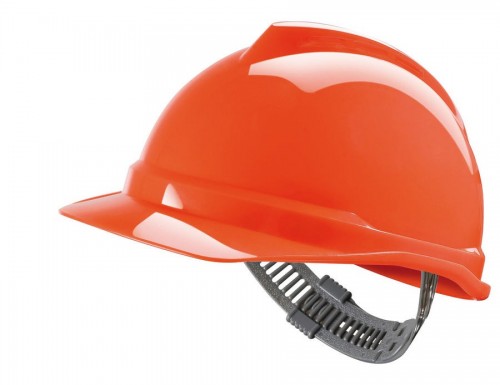 MSA V-Gard 500 ongeventileerde oranje veiligheidshelm met schuifinstelling