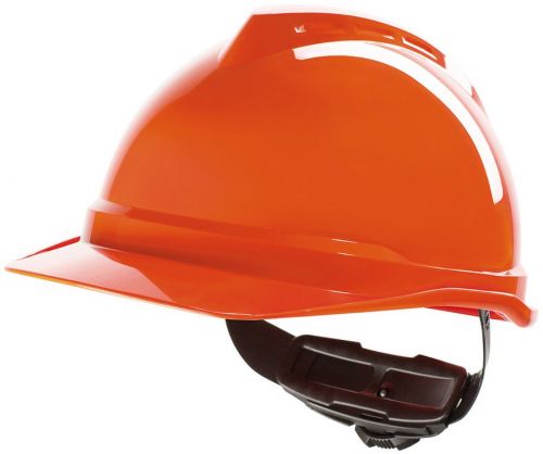 MSA V-Gard 500 ongeventileerde oranje veiligheidshelm met draaiknop