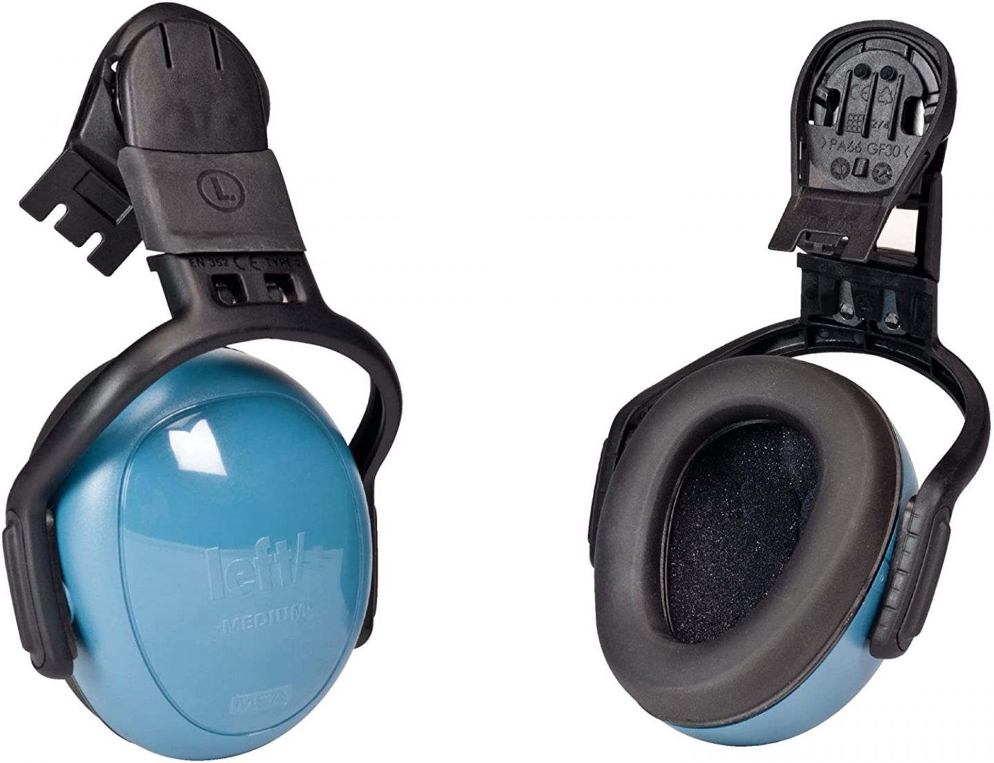 MSA left/RIGHT Medium blauwe gehoorkap met helmbevestiging